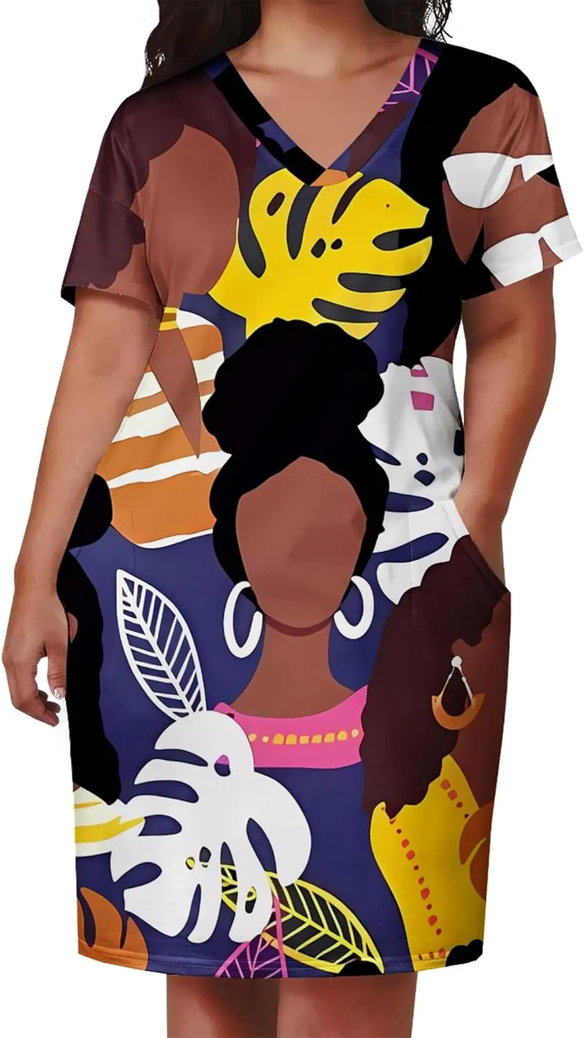 Plus Size Dresses for Curvy Women Summer Casual T shirt Midi Dress Short Sleeve with Pockets Travel Vacation Outfits