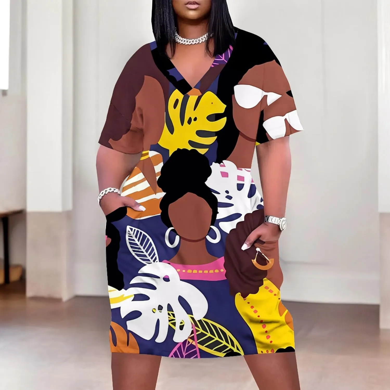 Plus Size Dresses for Curvy Women Summer Casual T shirt Midi Dress Short Sleeve with Pockets Travel Vacation Outfits