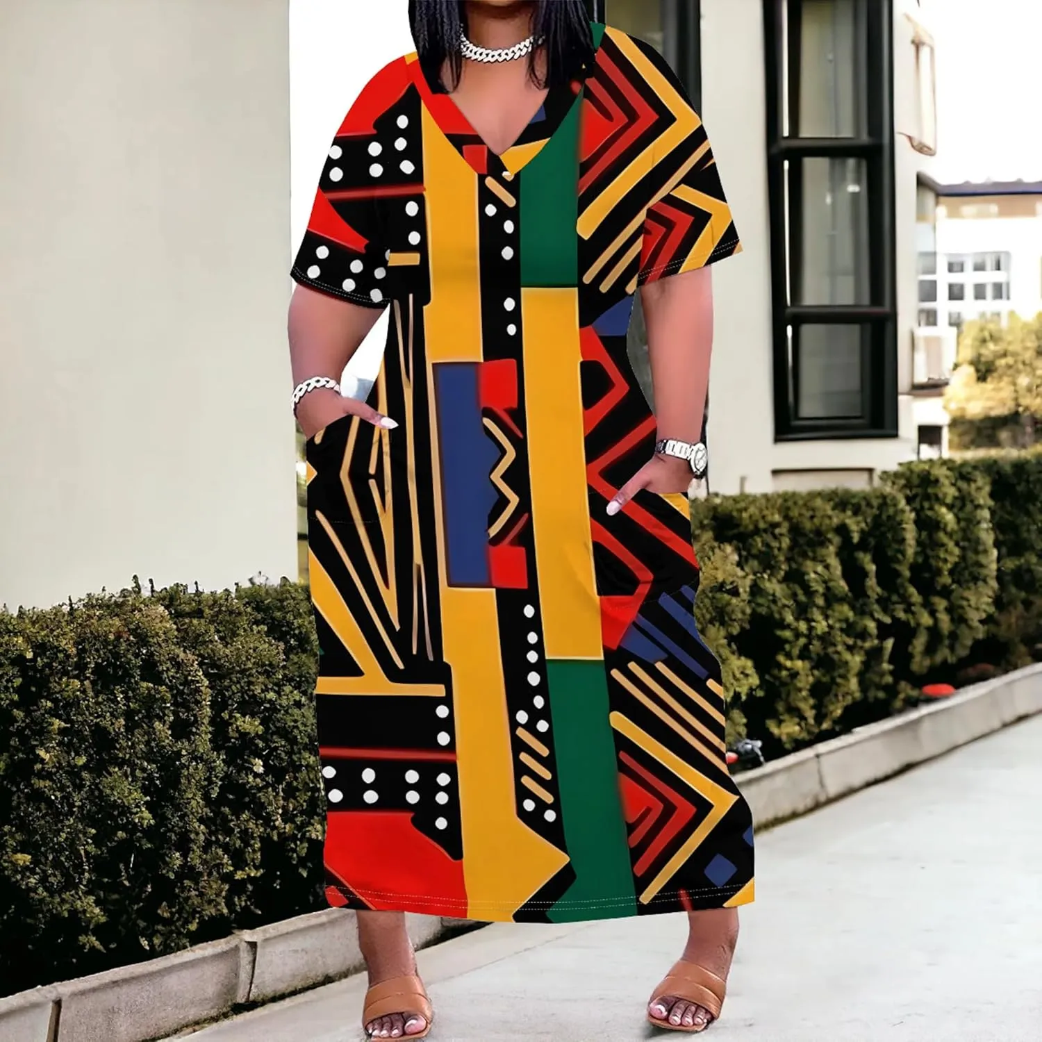 Plus Size Dresses for Women 2024 Summer Casual Short Sleeve T Shirt Maxi Dress with Pockets A Line Beach Vacation Outfits