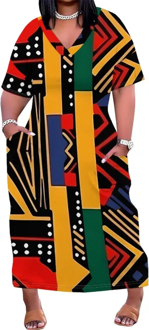 Plus Size Dresses for Women 2024 Summer Casual Short Sleeve T Shirt Maxi Dress with Pockets A Line Beach Vacation Outfits