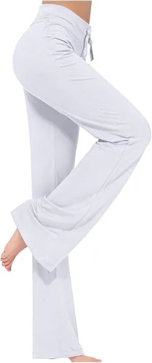 Plus Size Yoga Pants for Women 2024 Casual Drawstring Elastic High Waist Wide Leg Workout Pants Loose Comfy Trousers
