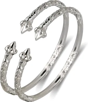 Pointy Ends .925 Sterling Silver West Indian Bangles, 1 pair