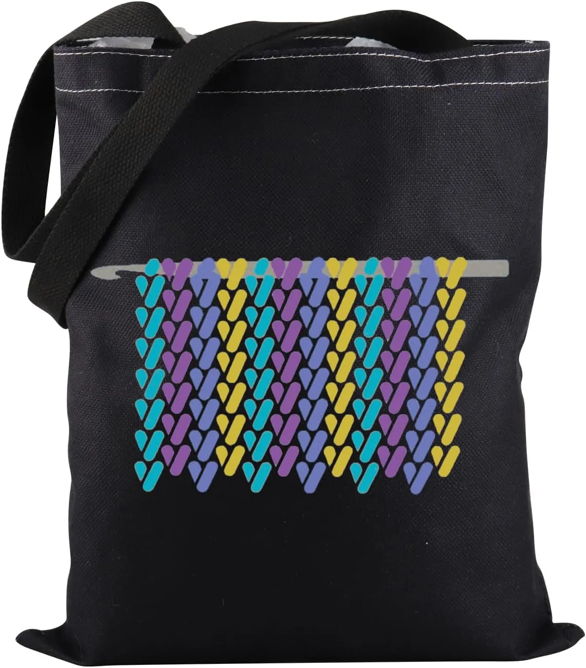 PWHAOO Funny Crochet Tote Bag Yarn Crochet Tote Bag Knitting Crochet Tote Bag Crochet Lover Gift