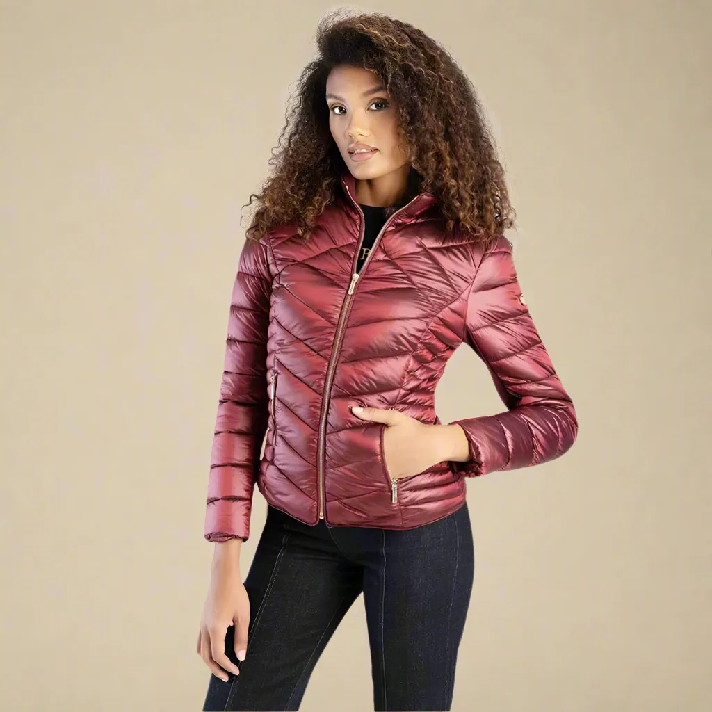 Ravila - Burgandy Basic Quilted Puffer Jacket