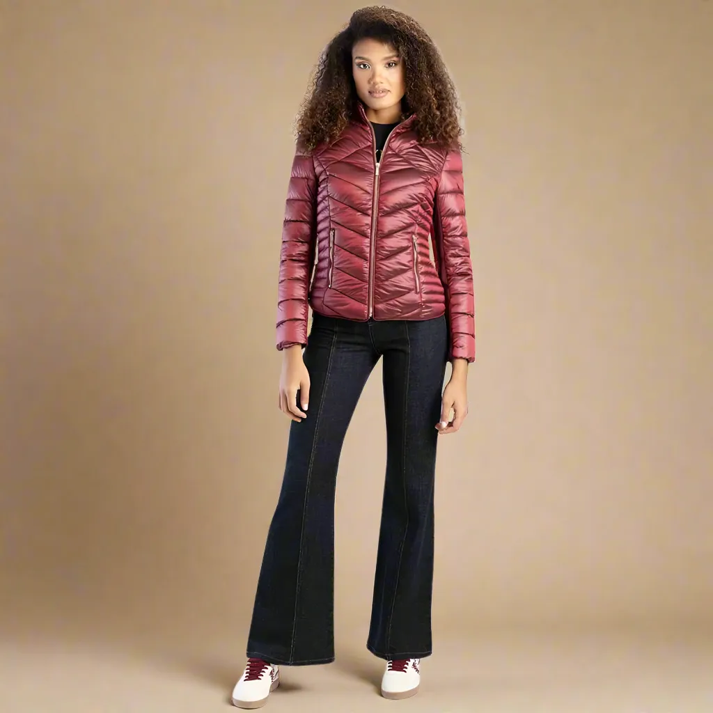 Ravila - Burgandy Basic Quilted Puffer Jacket