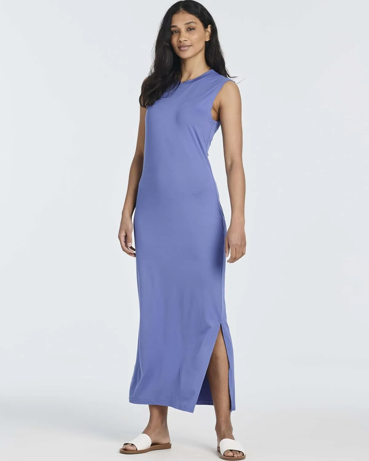 Real Essentials 3 Pack: Women's Long Tank Maxi T-Shirt Summer Casual Dress with Pockets (Available in Plus Size)