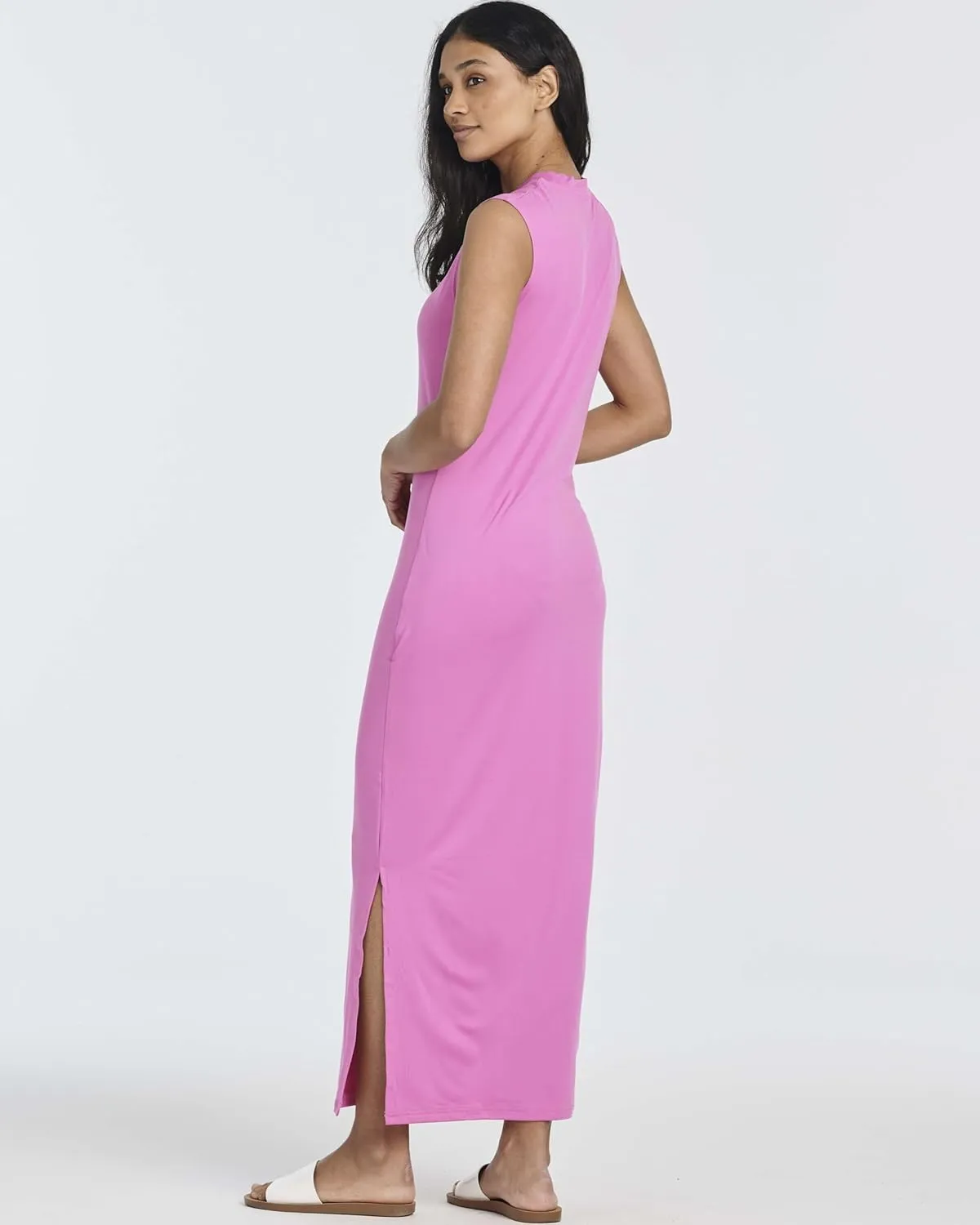 Real Essentials 3 Pack: Women's Long Tank Maxi T-Shirt Summer Casual Dress with Pockets (Available in Plus Size)