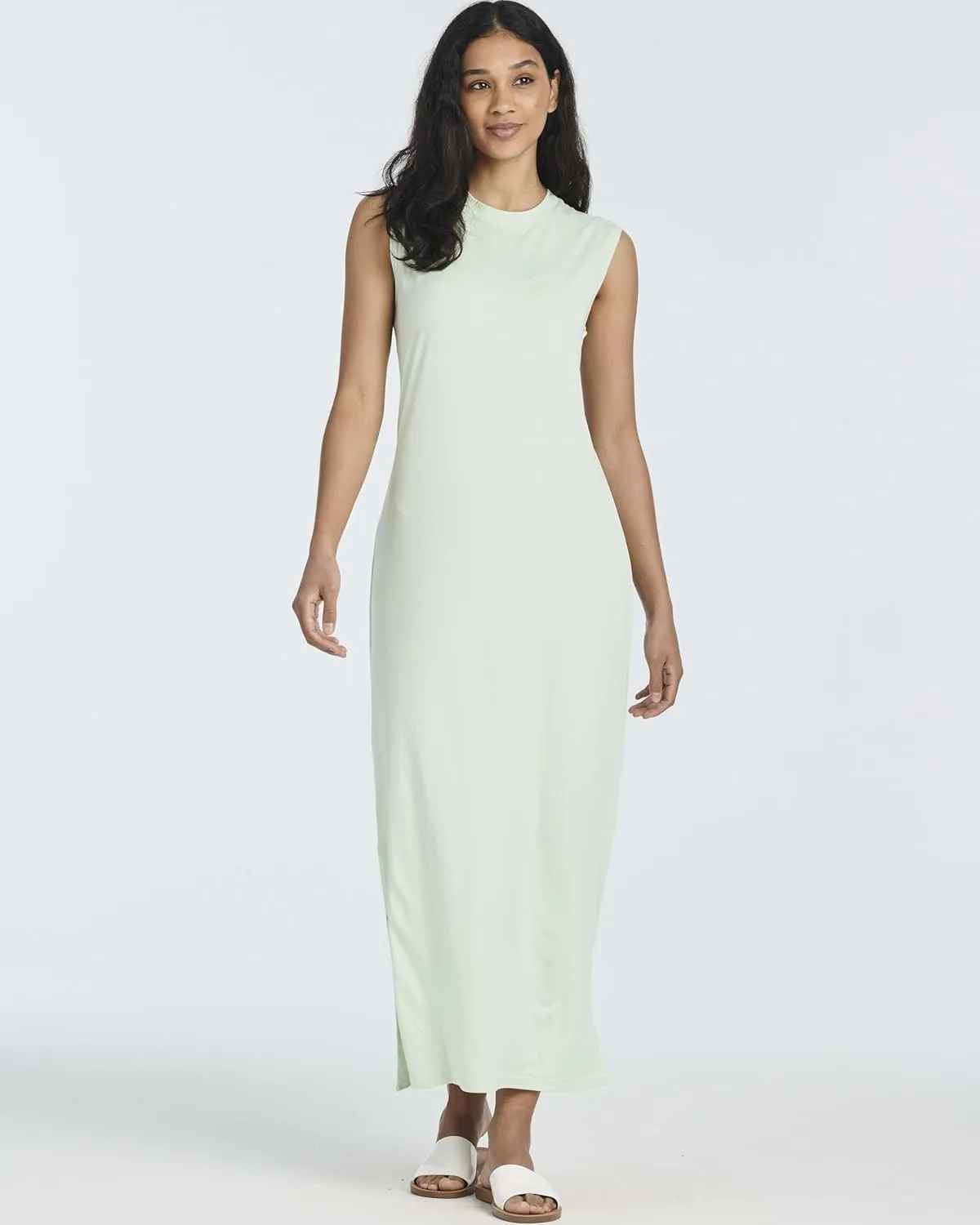 Real Essentials 3 Pack: Women's Long Tank Maxi T-Shirt Summer Casual Dress with Pockets (Available in Plus Size)