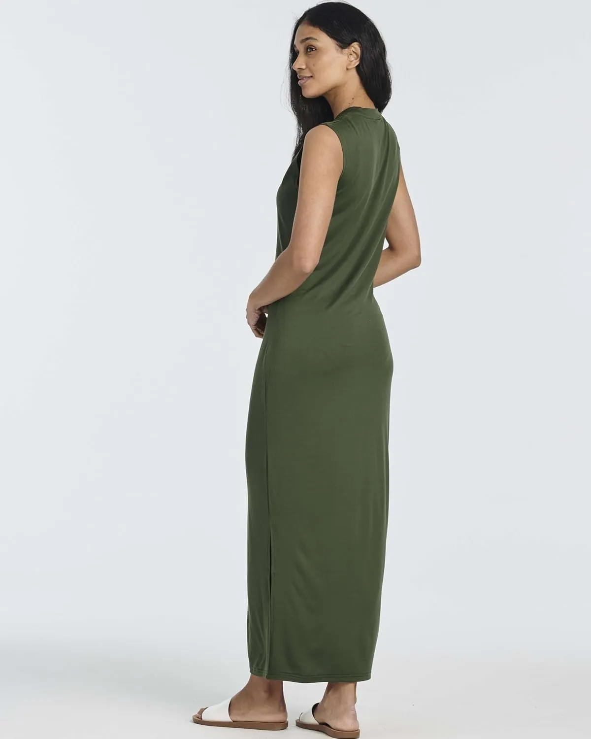Real Essentials 3 Pack: Women's Long Tank Maxi T-Shirt Summer Casual Dress with Pockets (Available in Plus Size)