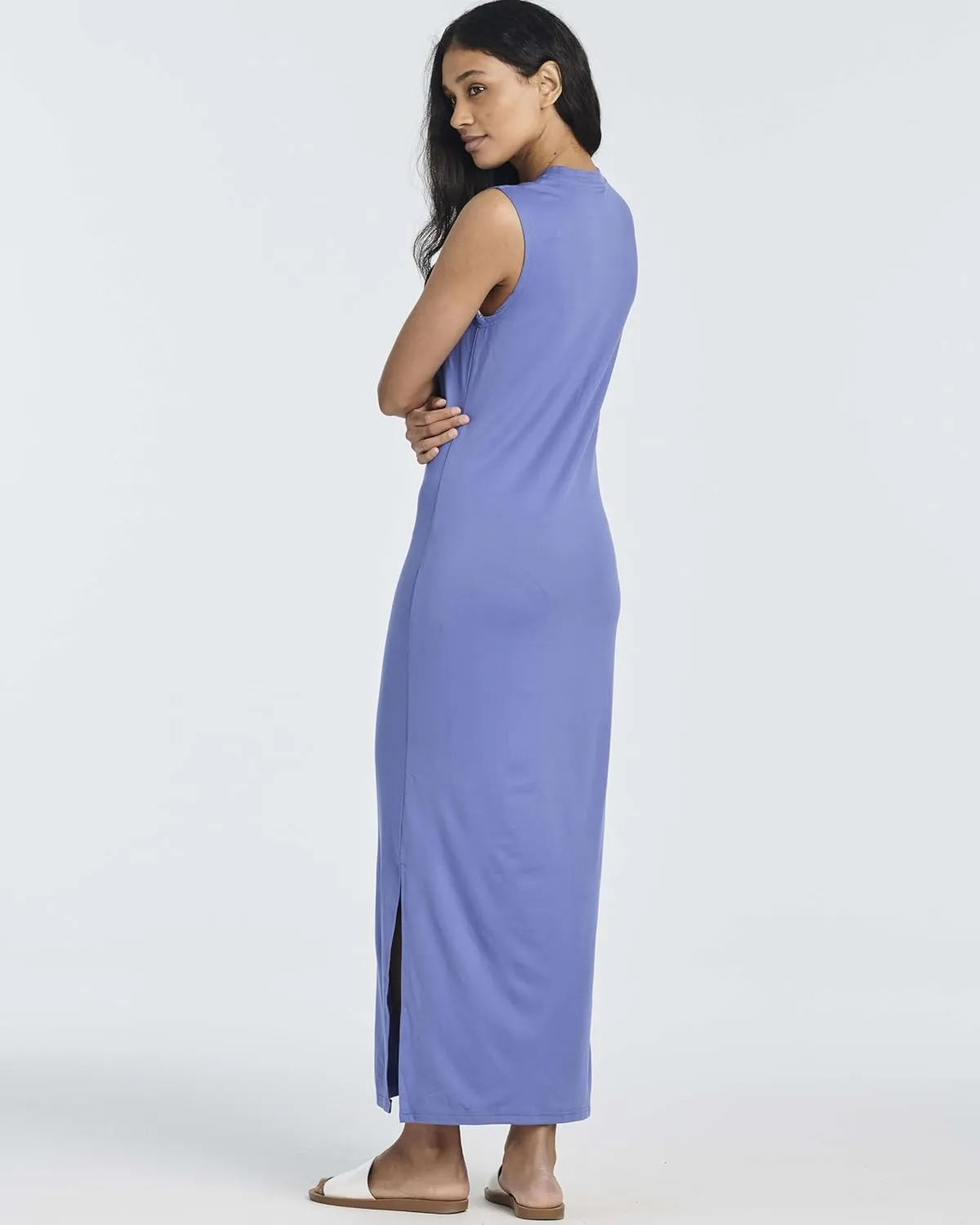 Real Essentials 3 Pack: Women's Long Tank Maxi T-Shirt Summer Casual Dress with Pockets (Available in Plus Size)