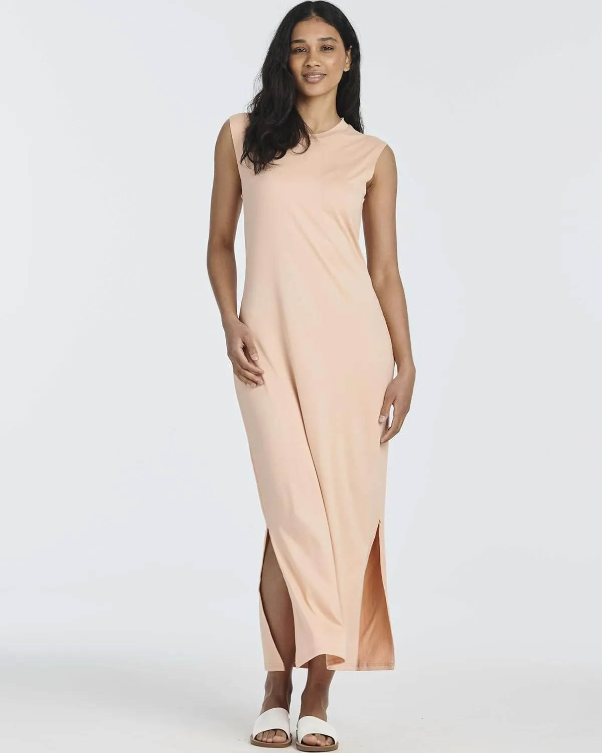 Real Essentials 3 Pack: Women's Long Tank Maxi T-Shirt Summer Casual Dress with Pockets (Available in Plus Size)
