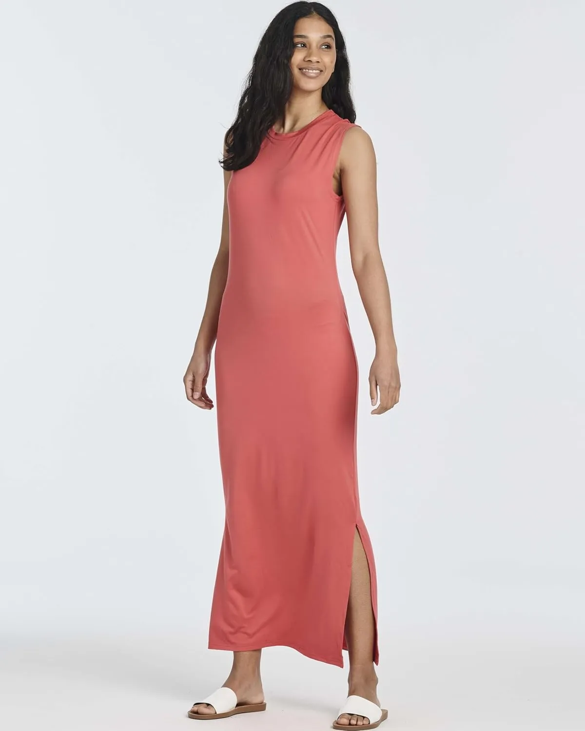 Real Essentials 3 Pack: Women's Long Tank Maxi T-Shirt Summer Casual Dress with Pockets (Available in Plus Size)