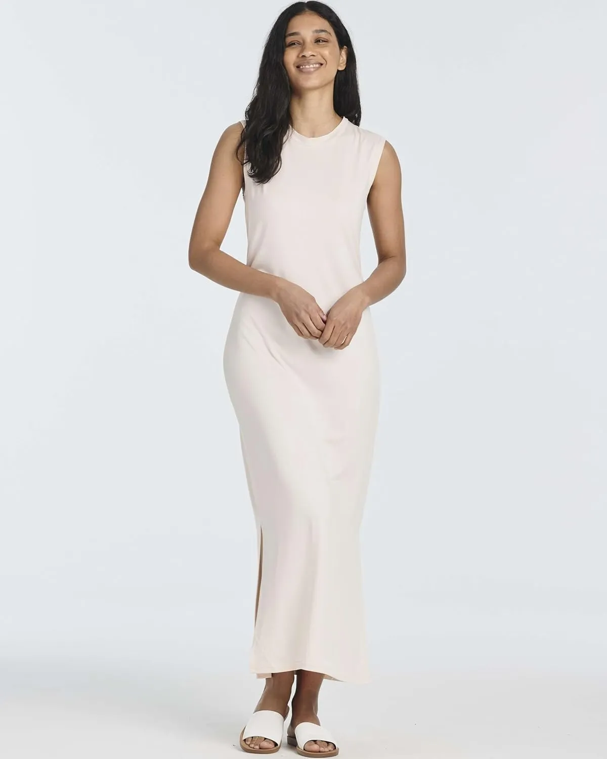 Real Essentials 3 Pack: Women's Long Tank Maxi T-Shirt Summer Casual Dress with Pockets (Available in Plus Size)