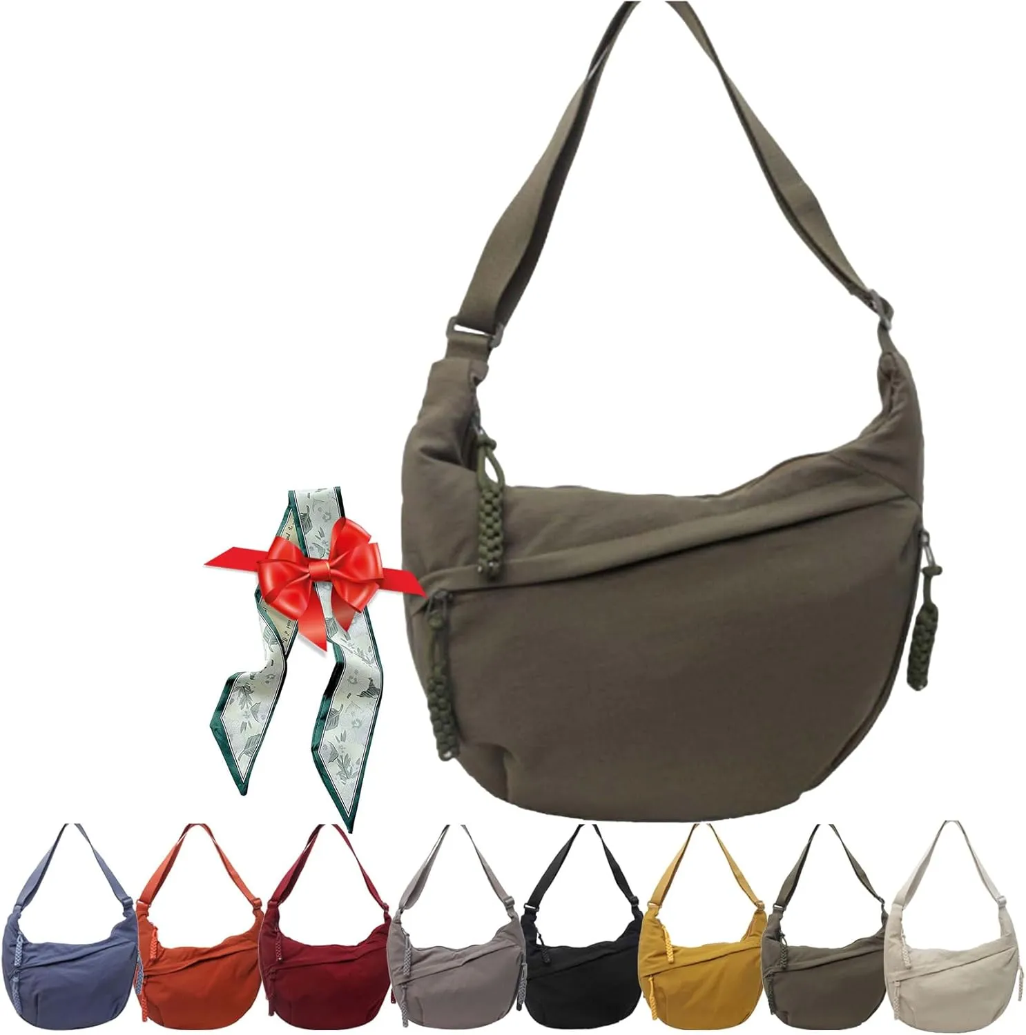 Regularlyk Crossbody Bag, Limorence Women's Fashion Plain Color Nylon Crossbody Hobo Bag