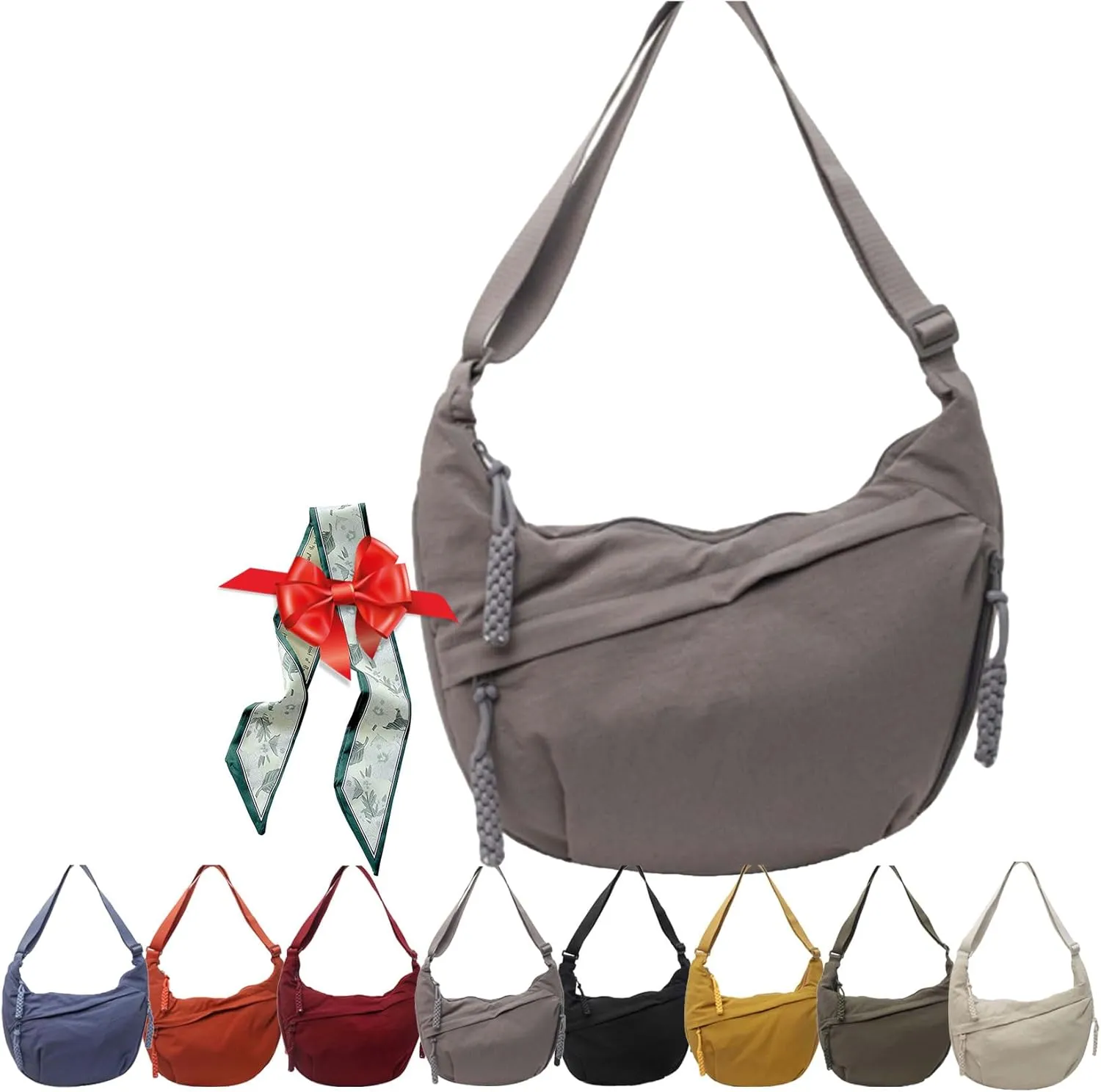Regularlyk Crossbody Bag, Limorence Women's Fashion Plain Color Nylon Crossbody Hobo Bag
