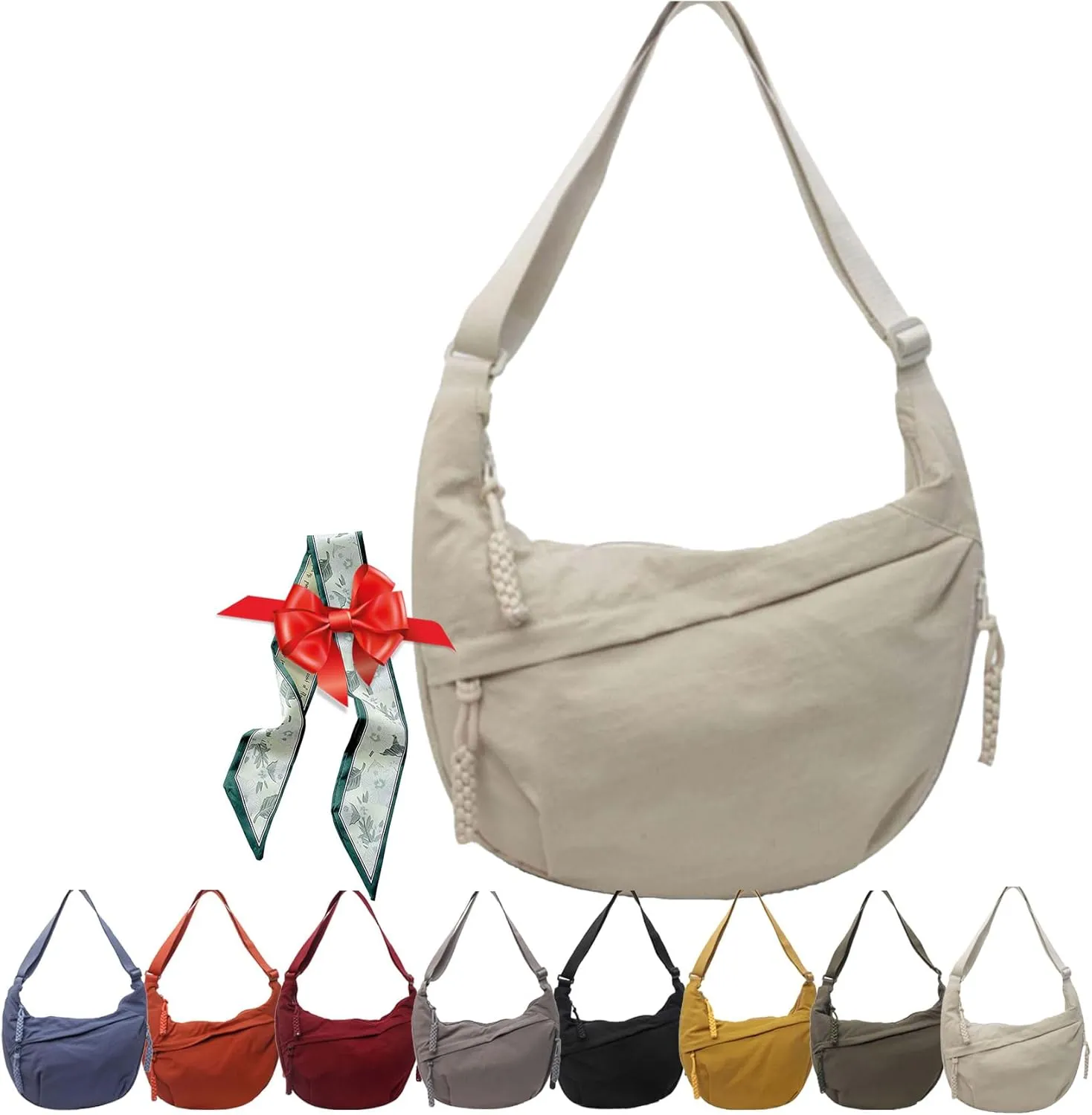 Regularlyk Crossbody Bag, Limorence Women's Fashion Plain Color Nylon Crossbody Hobo Bag