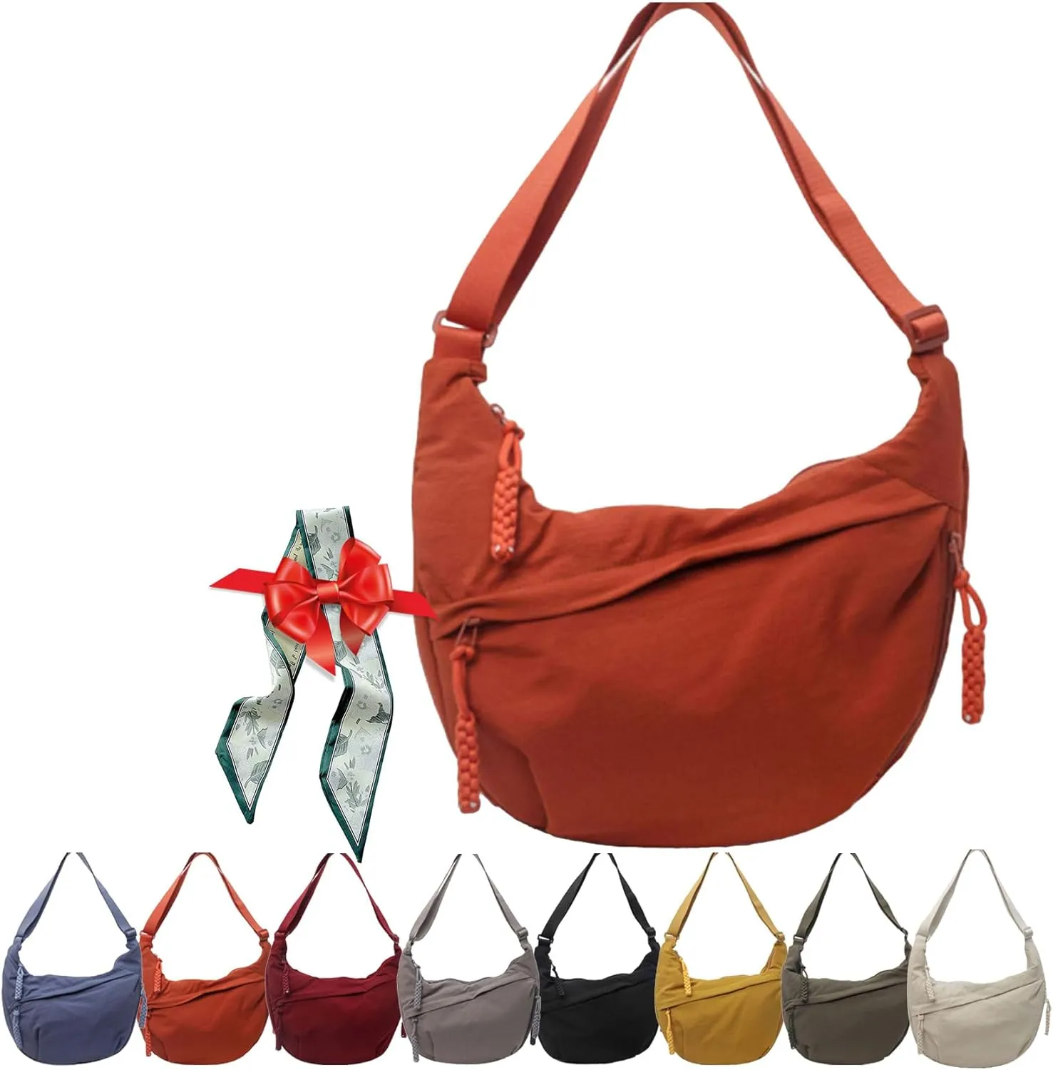 Regularlyk Crossbody Bag, Limorence Women's Fashion Plain Color Nylon Crossbody Hobo Bag