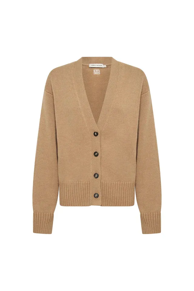 Reid Boxy Knit Cardigan Caramel