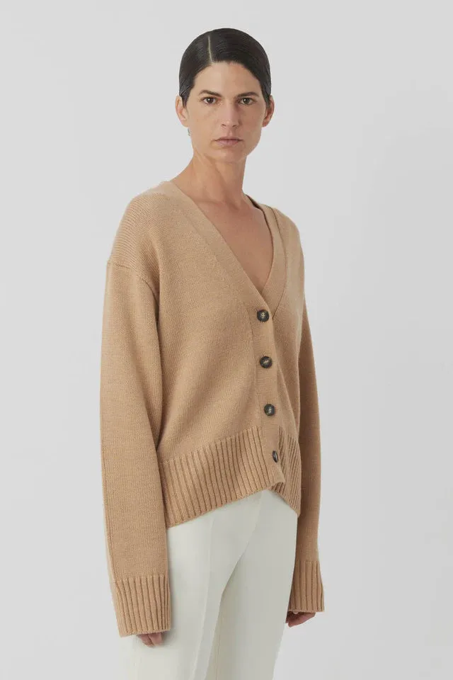 Reid Boxy Knit Cardigan Caramel