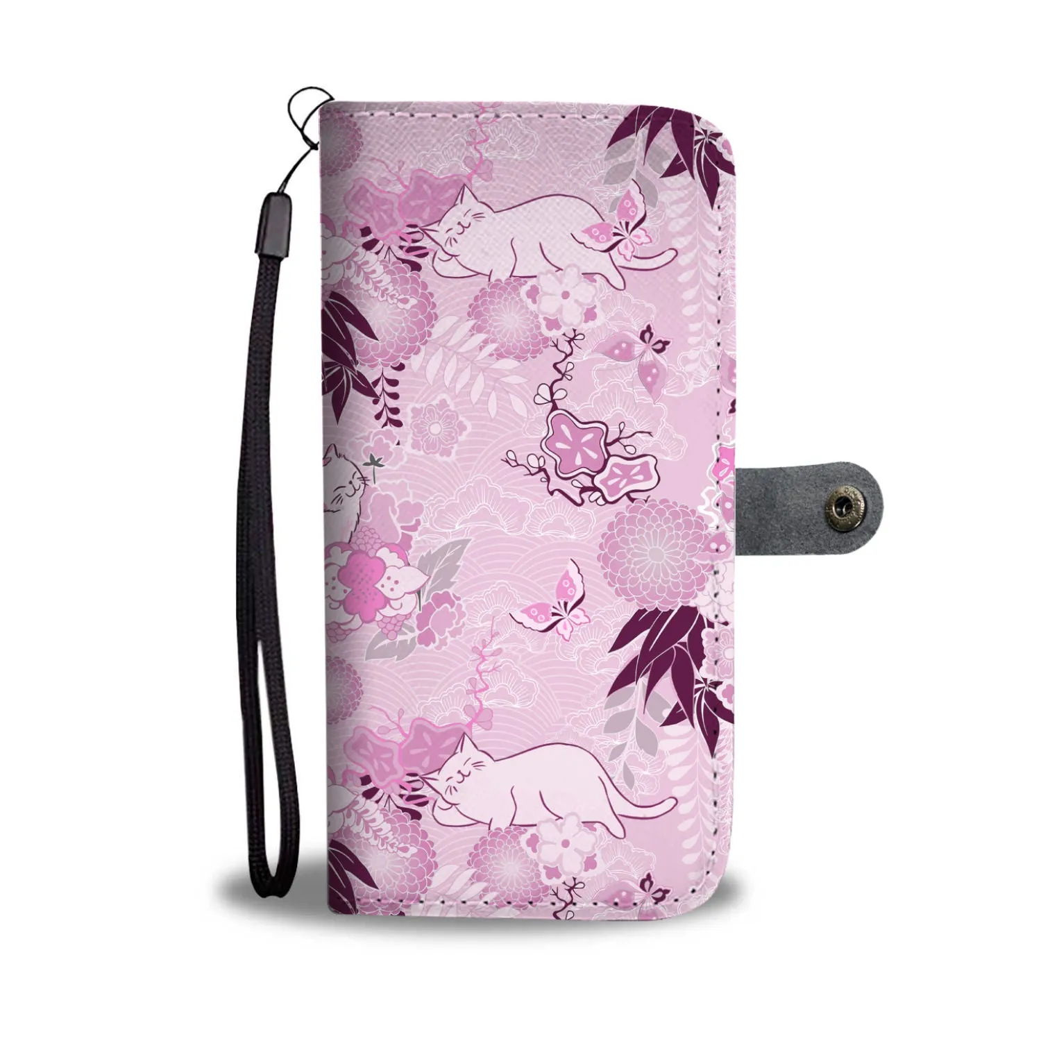 Relaxed Pink Cats Wallet Case