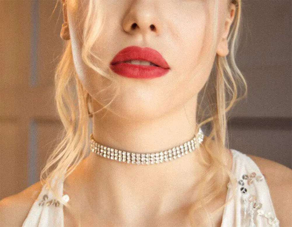 Rhinestone Choker Necklaces Gold Diamond Crystal Choker Sparly Necklaces for Women Girls