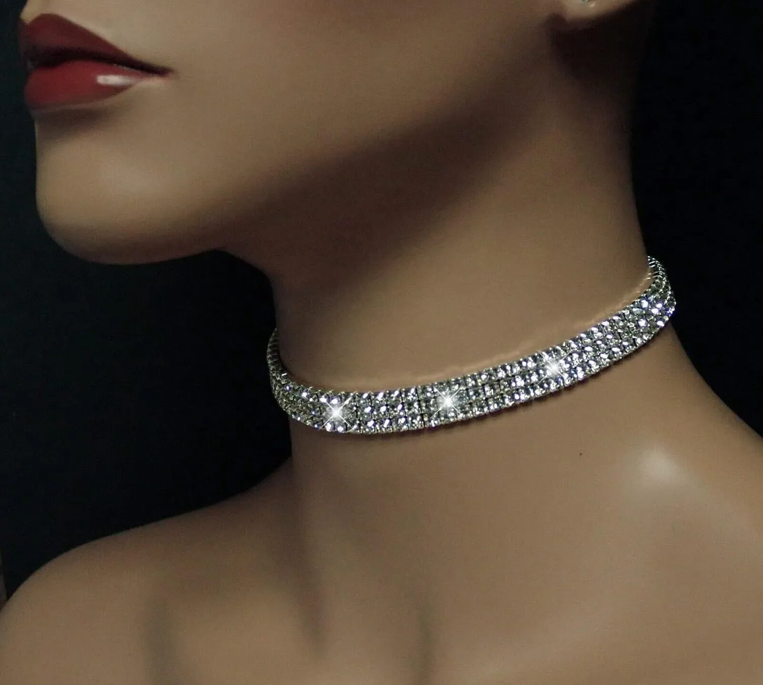 Rhinestone Choker Necklaces Gold Diamond Crystal Choker Sparly Necklaces for Women Girls