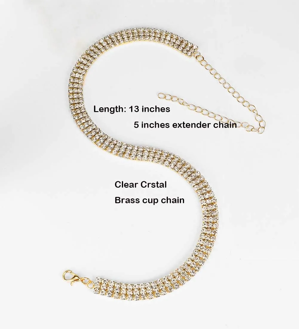 Rhinestone Choker Necklaces Gold Diamond Crystal Choker Sparly Necklaces for Women Girls