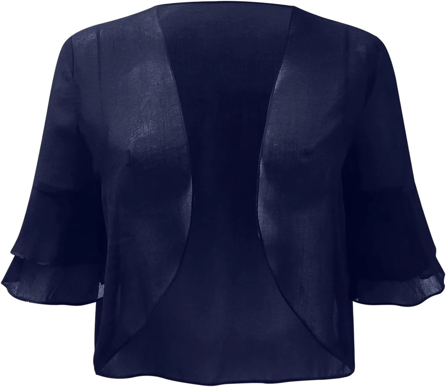 Ruffle Shrugs for Women Cropped Short Sleeve Open Front Cardigans Sheer Summer Casual Chiffon Bolero Tops Evening Dress