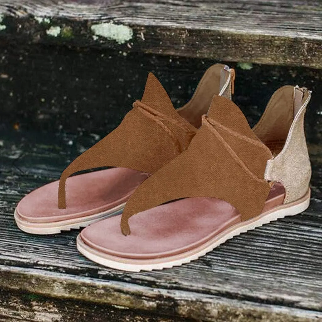 Sandals for Women Dressy Summer, Sandals Womens Wedge Sandals Arch Support Slip On Orthopedic Flat Clip Toe Sandals