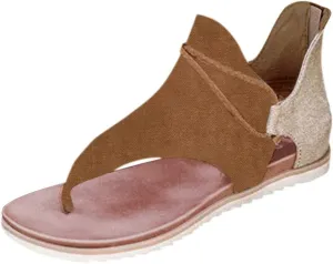 Sandals for Women Dressy Summer, Sandals Womens Wedge Sandals Arch Support Slip On Orthopedic Flat Clip Toe Sandals
