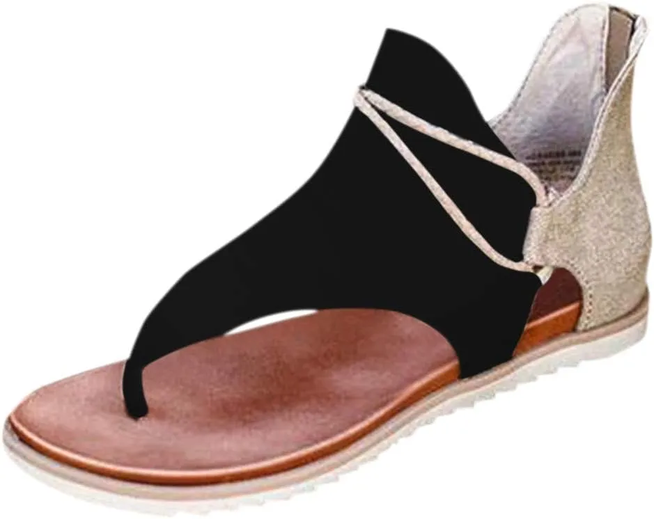 Sandals for Women Dressy Summer, Sandals Womens Wedge Sandals Arch Support Slip On Orthopedic Flat Clip Toe Sandals