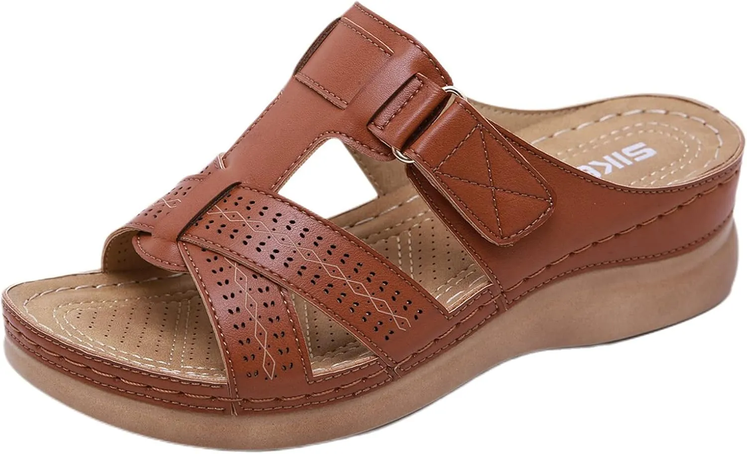 Sandals for Women Wedge Shoes Comfortable Orthopedic Slip On Slipper Sandals Dressy Casual Soft Cushion Slides Sandal Summer Shower Shoes On Feet All Day
