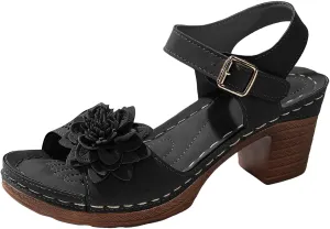 Sandals for Women Wedge Shoes Open Toe Low Chunky Short Heels Ankle Strap Block Heel Sandals Platform Summer Casual Hollow Out Breathable Shoes