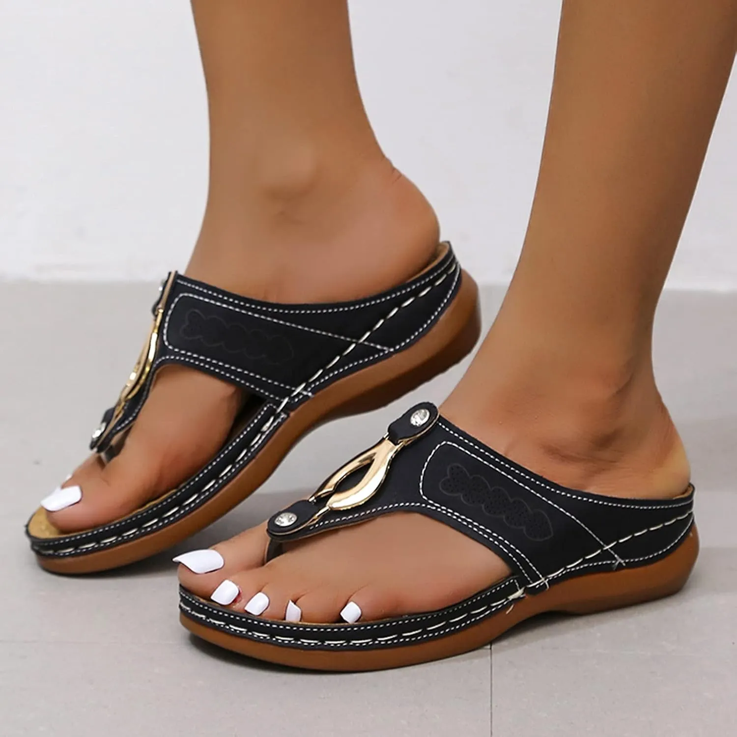 Sandals Women Comfortable, Womens Comfy Orthotic Sandals Comfortable Orthopedic Sandals Arch Support Slide Sandals
