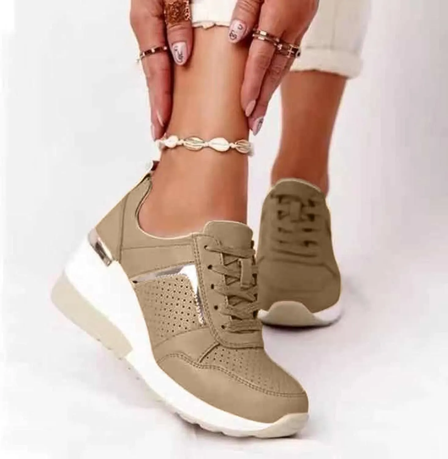 SBGMoSJ Platform Wedge Sneakers for Women Dressy Sneakers for Women 2023 Slip On Wide Black Shoes Women Sneakers Chunky Women's Sneakers Wide Toe Box Athletic Walking Shoes Women Wide Toe Box