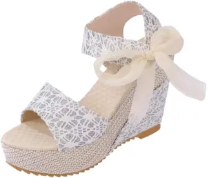 SBGMoSJ White Strappy Wedges for Women Closed Toe Dress Black Sandals Wide Width Women Braided Slide Sandals Women Platform Wide Sandals for Women Dressy Comfortable Sandals Women