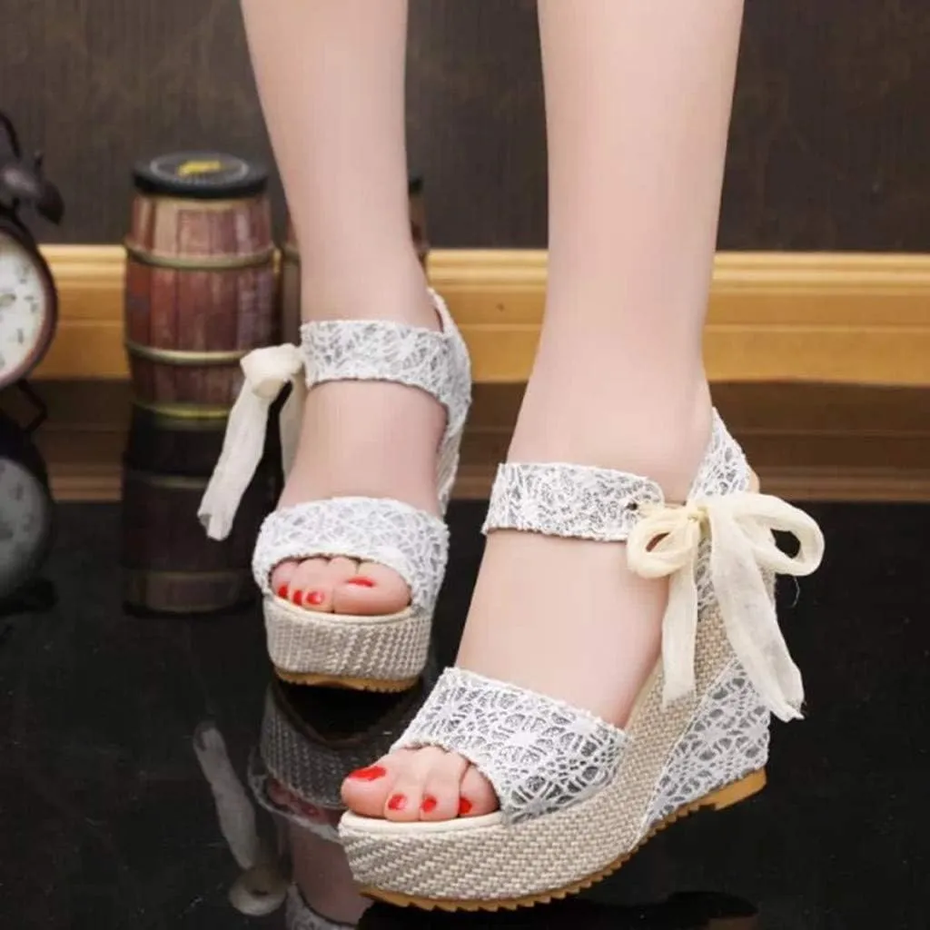SBGMoSJ White Strappy Wedges for Women Closed Toe Dress Black Sandals Wide Width Women Braided Slide Sandals Women Platform Wide Sandals for Women Dressy Comfortable Sandals Women