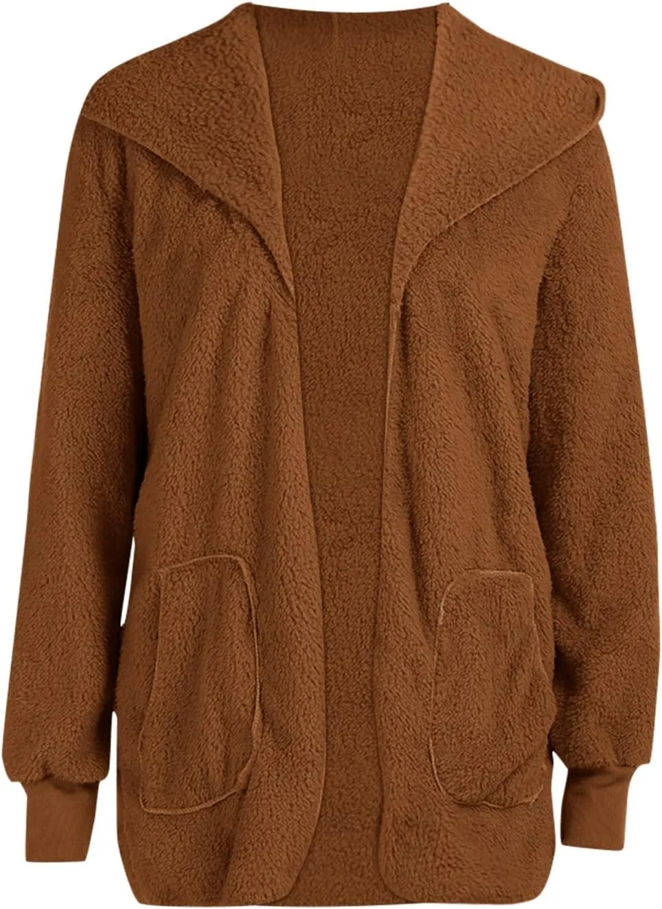 Sherpa Jacket Women Fuzzy Fleece Oversized Open Front Hooded Cardigan Soft Fluffy Sweaters with Pockets Winter Coats