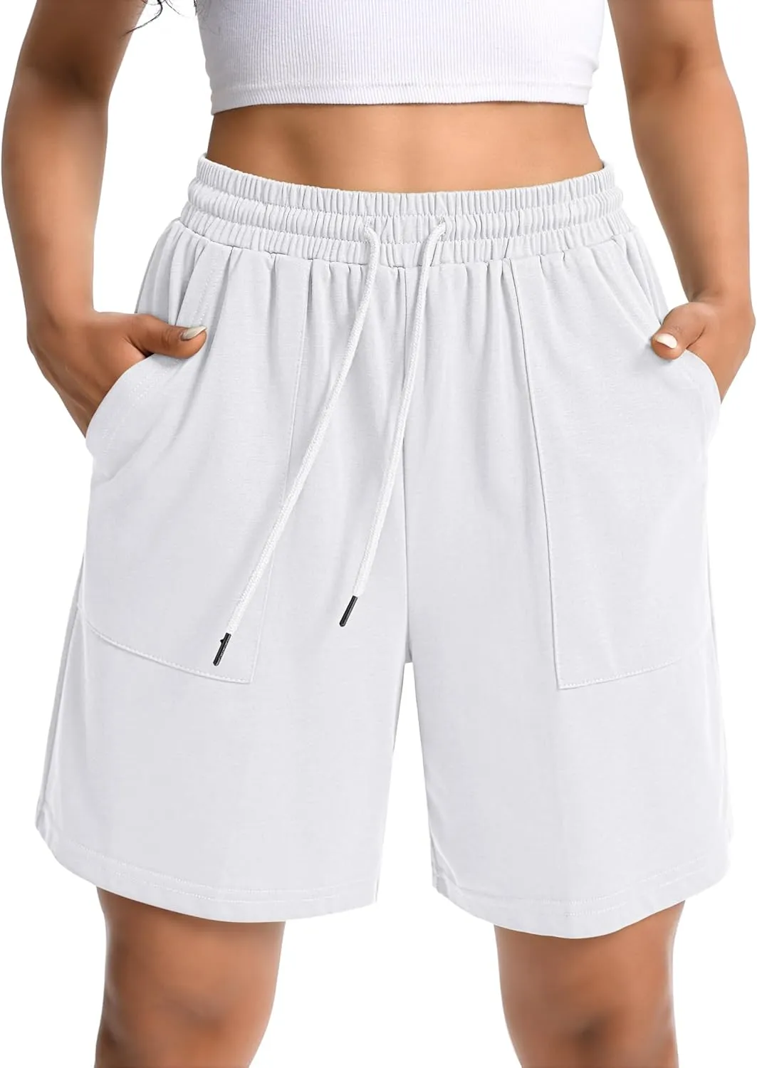 Shorts for Women Trendy High Waist Cotton Womens SweatShorts Drawstring Women's Shorts with Pockets