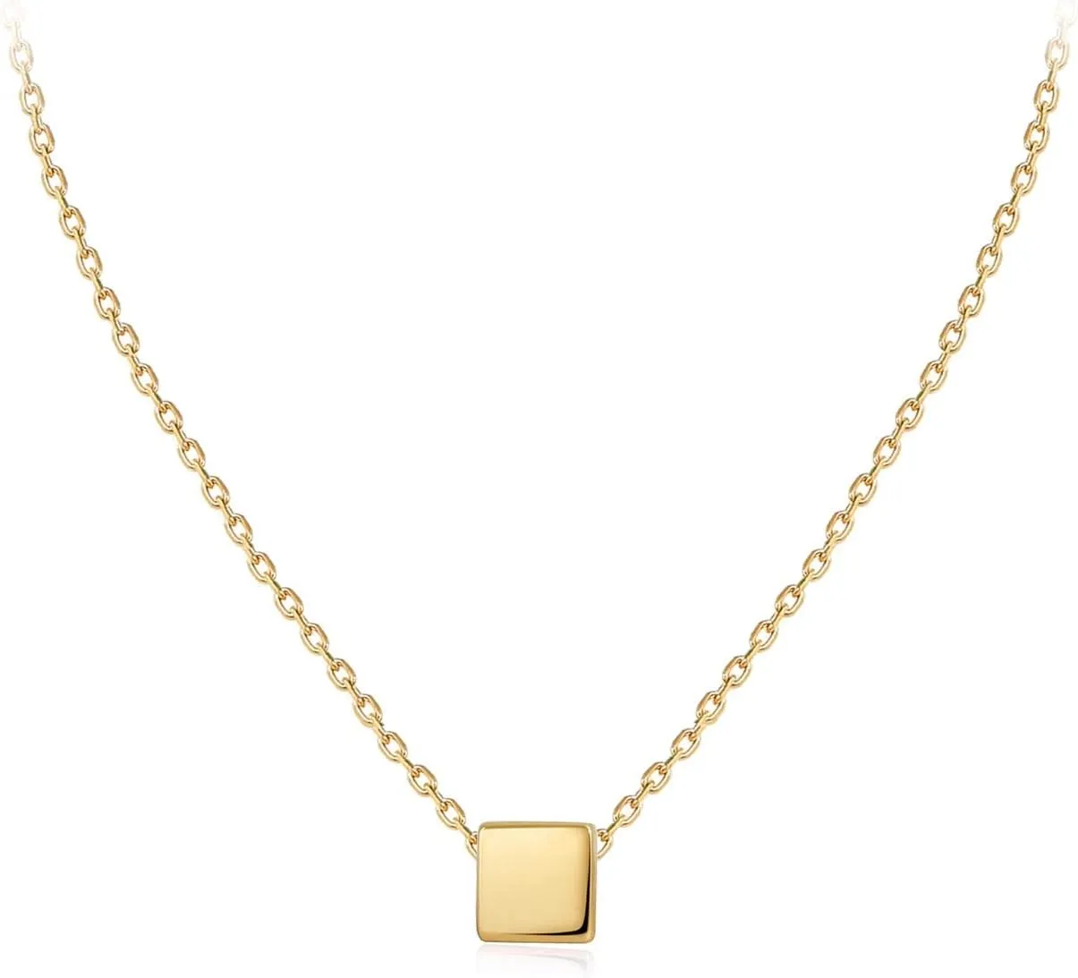 S.Leaf Sterling Silver Tiny Dot Necklace Circle Star Square Heart Necklaces for Women Dainty Necklaces for Women Simple Necklaces for Women