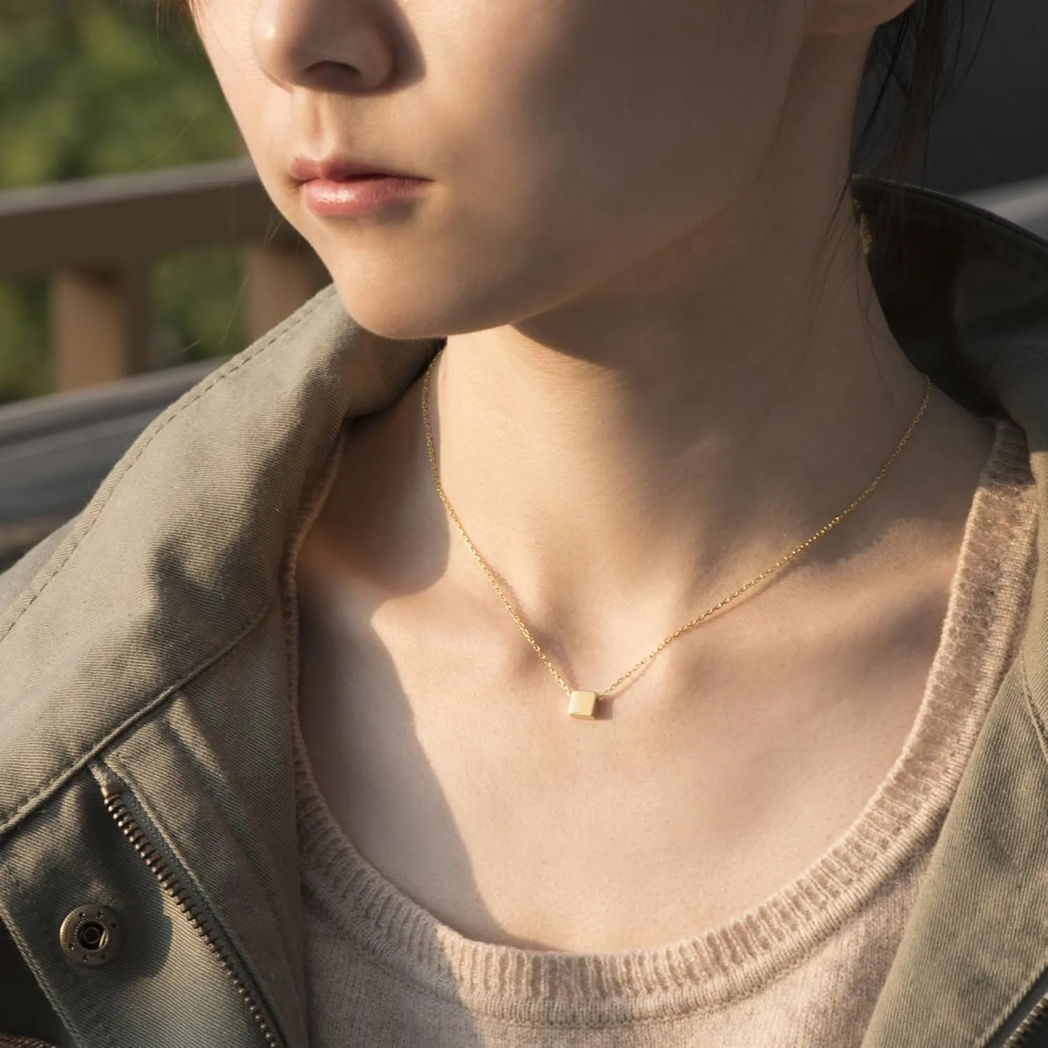 S.Leaf Sterling Silver Tiny Dot Necklace Circle Star Square Heart Necklaces for Women Dainty Necklaces for Women Simple Necklaces for Women