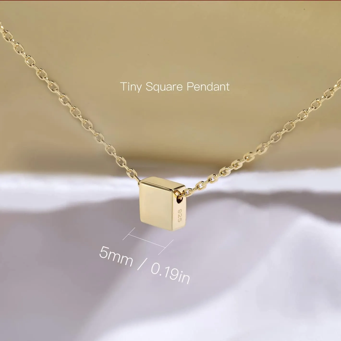 S.Leaf Sterling Silver Tiny Dot Necklace Circle Star Square Heart Necklaces for Women Dainty Necklaces for Women Simple Necklaces for Women
