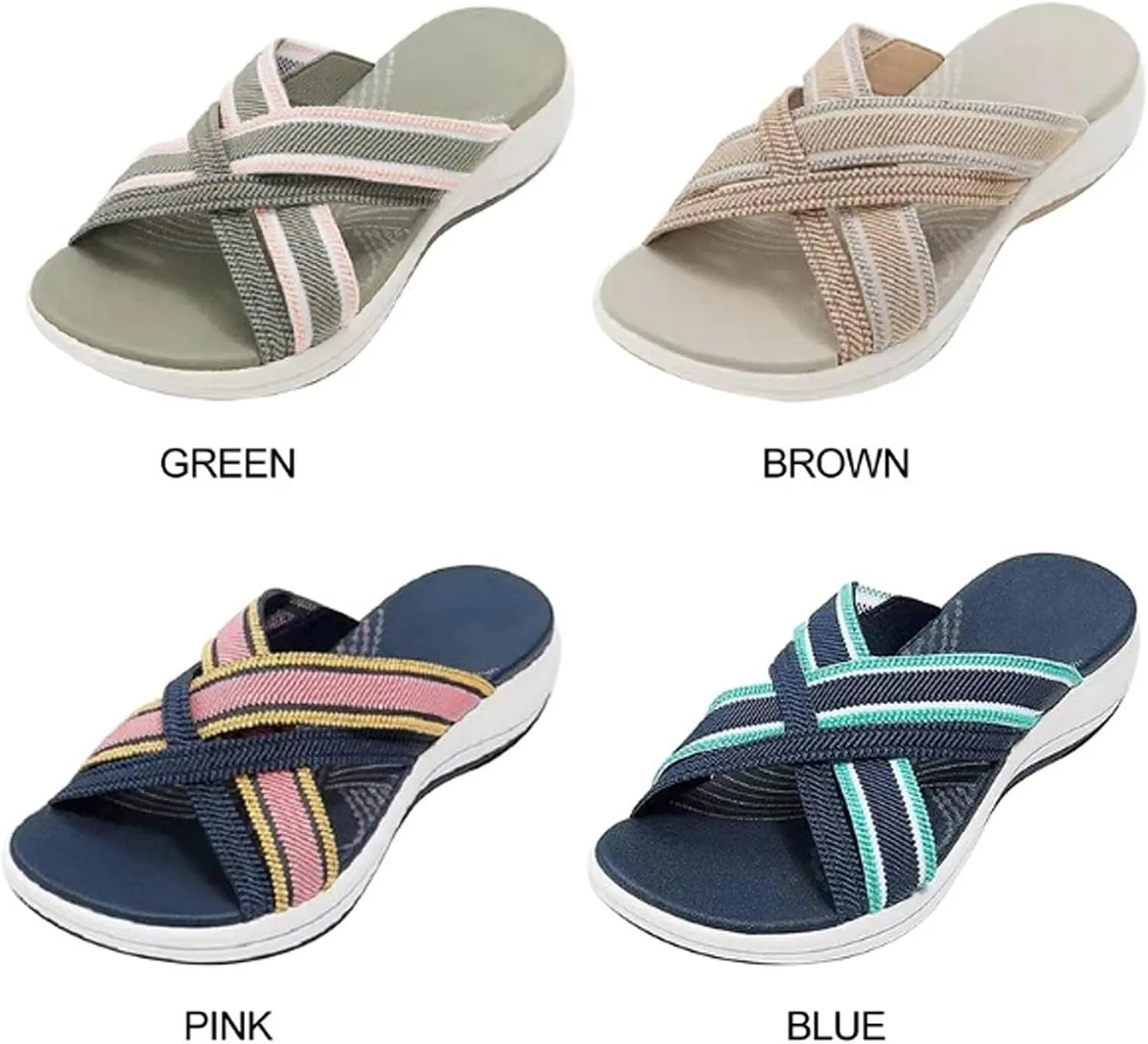 Slide Sandals for Women 2025 Summer Open Toe Slip-on Flat Slipper Lightweight Comfy Criss Cross Beach Shoes