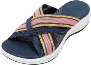 Slide Sandals for Women 2025 Summer Open Toe Slip-on Flat Slipper Lightweight Comfy Criss Cross Beach Shoes