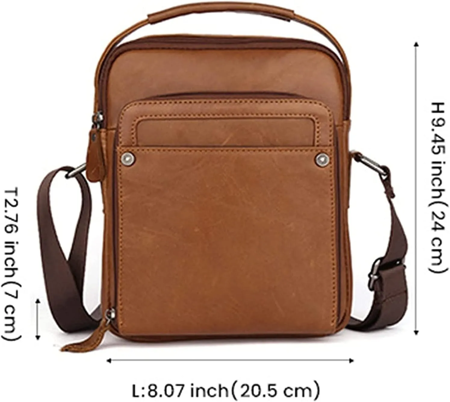 Small for Men Retro HandbagLeather Tablet Messenger Bag Multifunctional Vertical Shoulder Bag Vintage Crossbody Bag