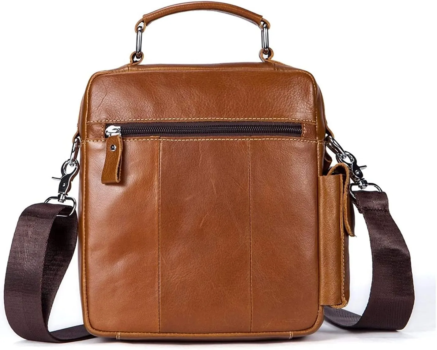Small Messenger Bag for Men Retro Handbag, Cowhide Leather Briefcase Small Messenger Handbag