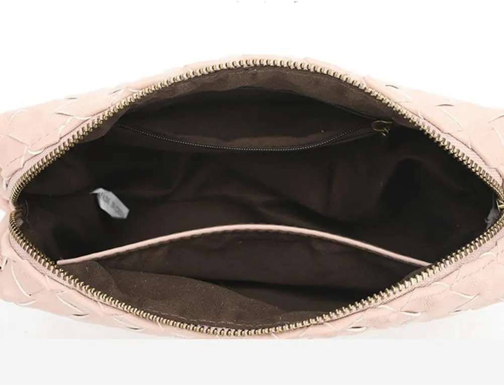 Small Woven Bag Satchel for Women 2025 Trendy Woven Shoulder Purse Crossbody Clutch Vegan Leather Tote Handbag Small Hobo Bag