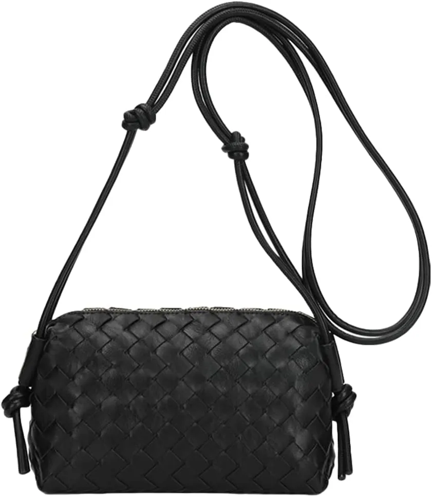 Small Woven Bag Satchel for Women 2025 Trendy Woven Shoulder Purse Crossbody Clutch Vegan Leather Tote Handbag Small Hobo Bag