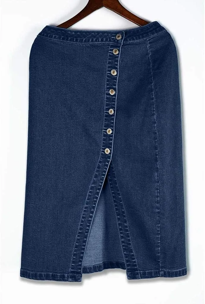 Solid Women Fashion Denim Pencil Skirt High Waisted Blow Knee Blue Jeans Skirts Plus Size Button Costume Leather