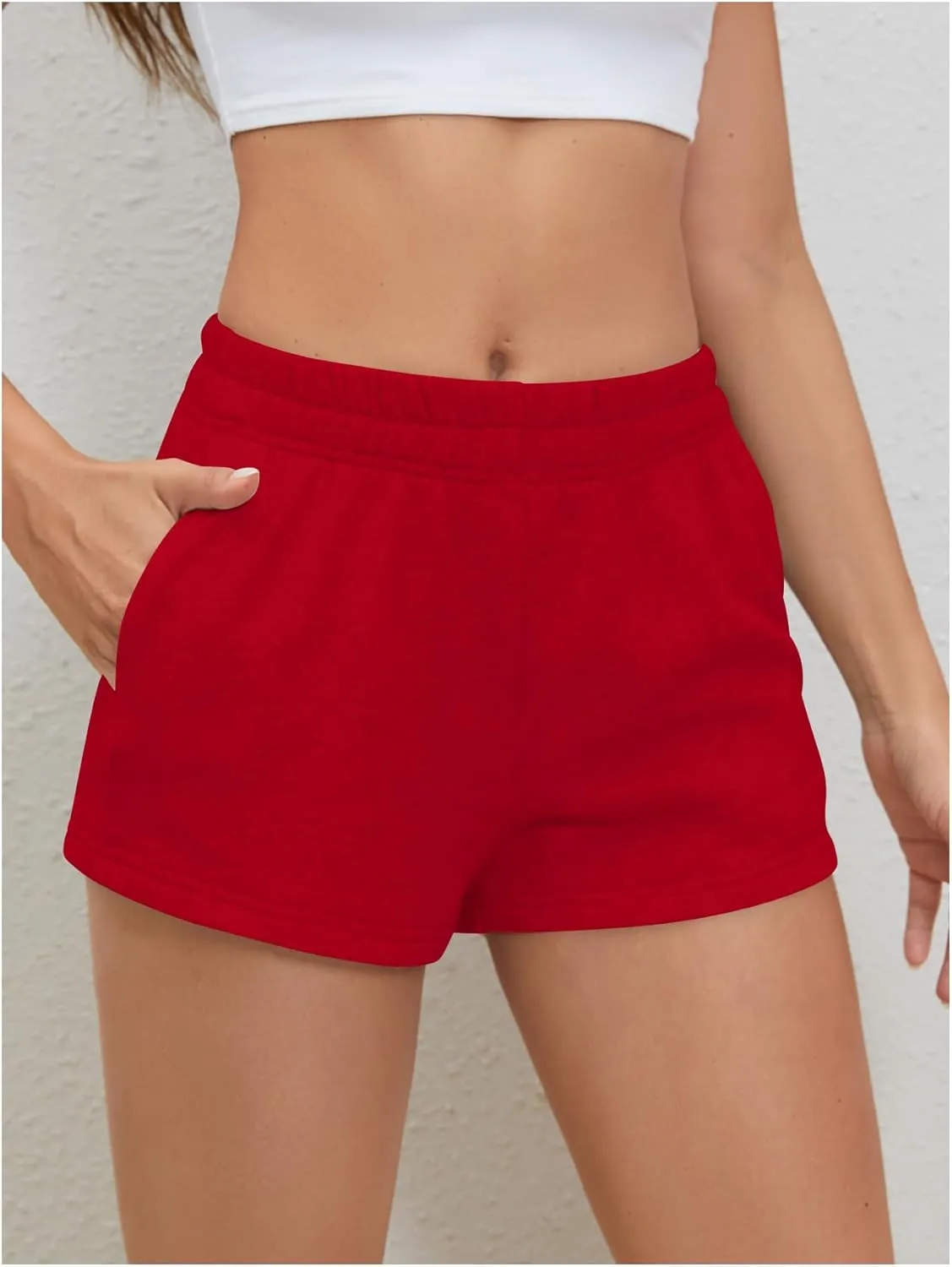 SOLY HUX Women's Sweat Shorts Casual Summer Elastic High Waist Running Lounge Shorts with Pockets